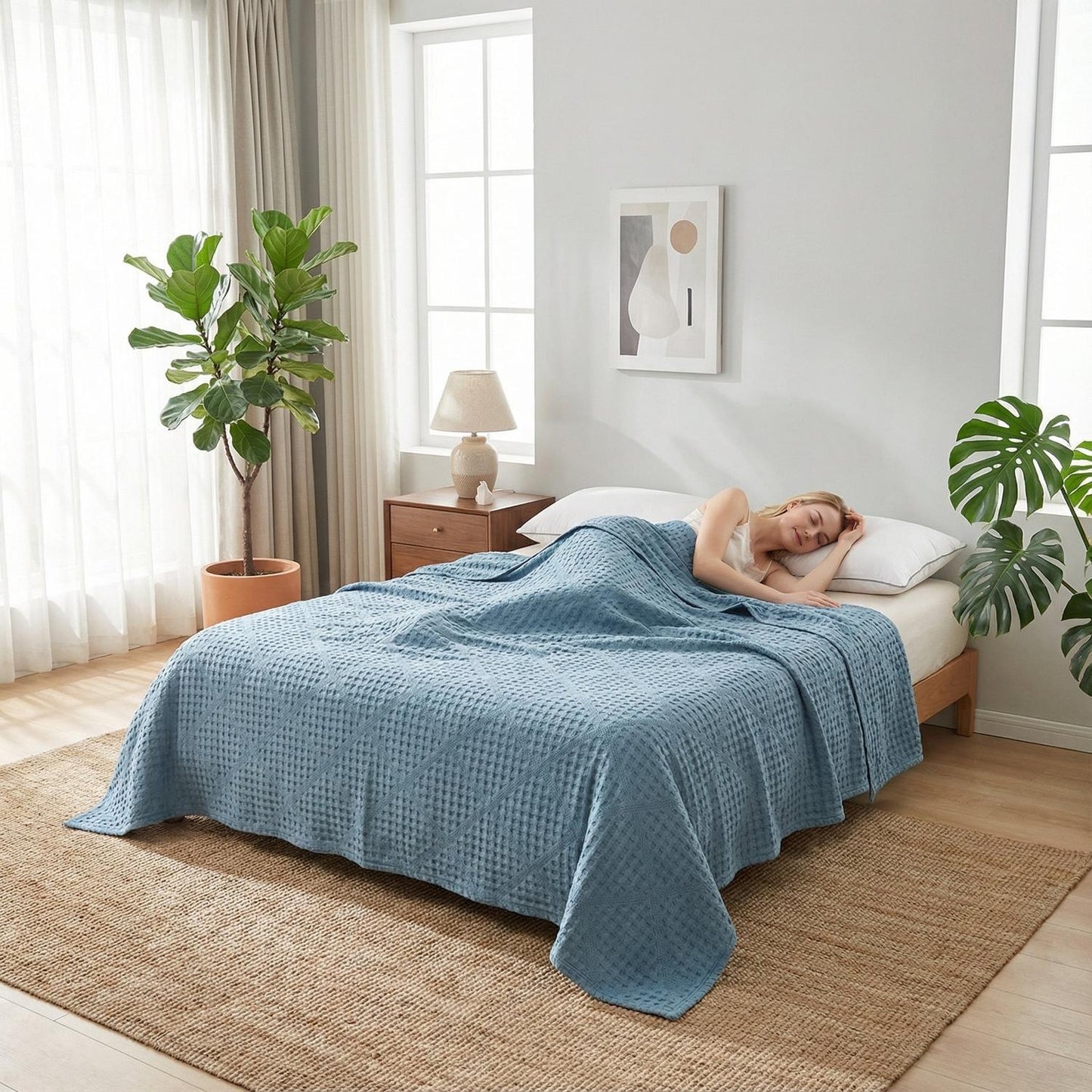 Plush Textured Weave Throw Blanket for Home Decor