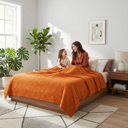 Plush Textured Weave Throw Blanket for Home Decor
