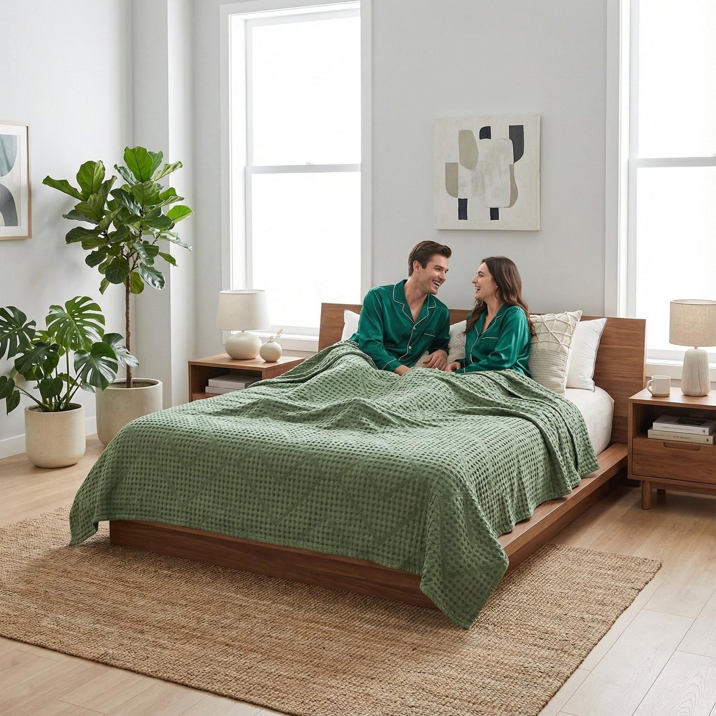 Plush Textured Weave Throw Blanket for Home Decor