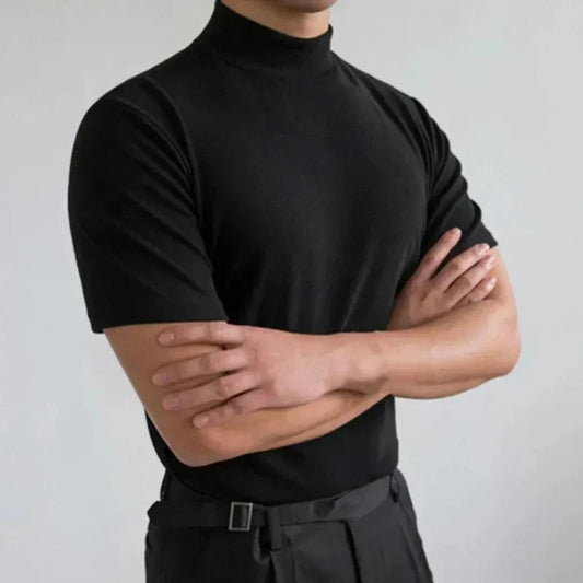 Classic Comfortable High Neck Mens Tee Shirt - Lusomart