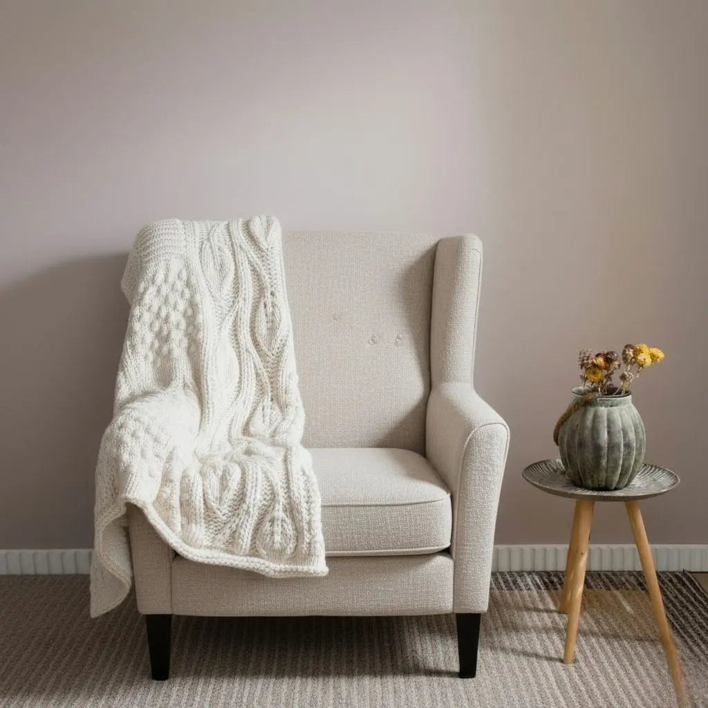 Plush Natural Icelandic Wool Throw Blanket - Lusomart