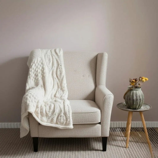 Plush Natural Icelandic Wool Throw Blanket - Lusomart