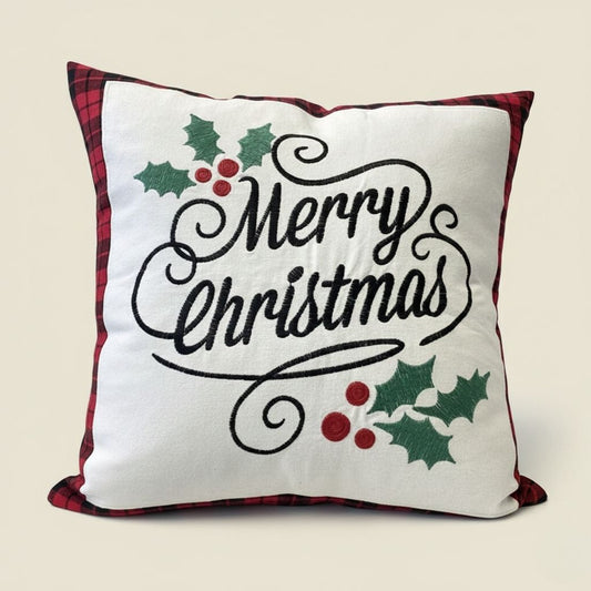 Holiday Red Embroidered Pillow Case - Lusomart