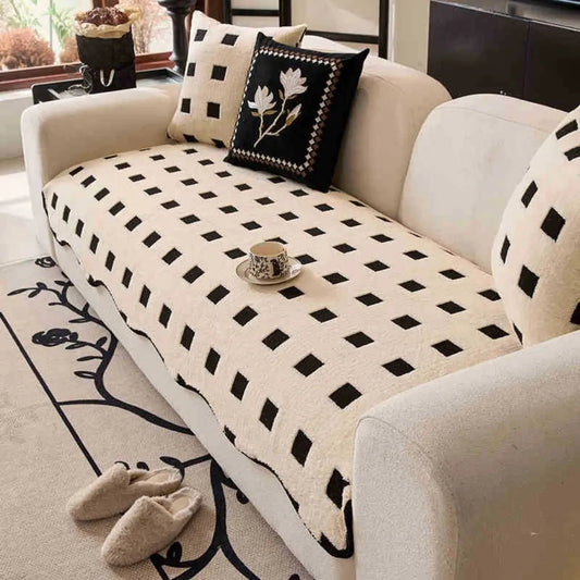 Stylish Check Print Slip Resistant Couch Covers - Lusomart