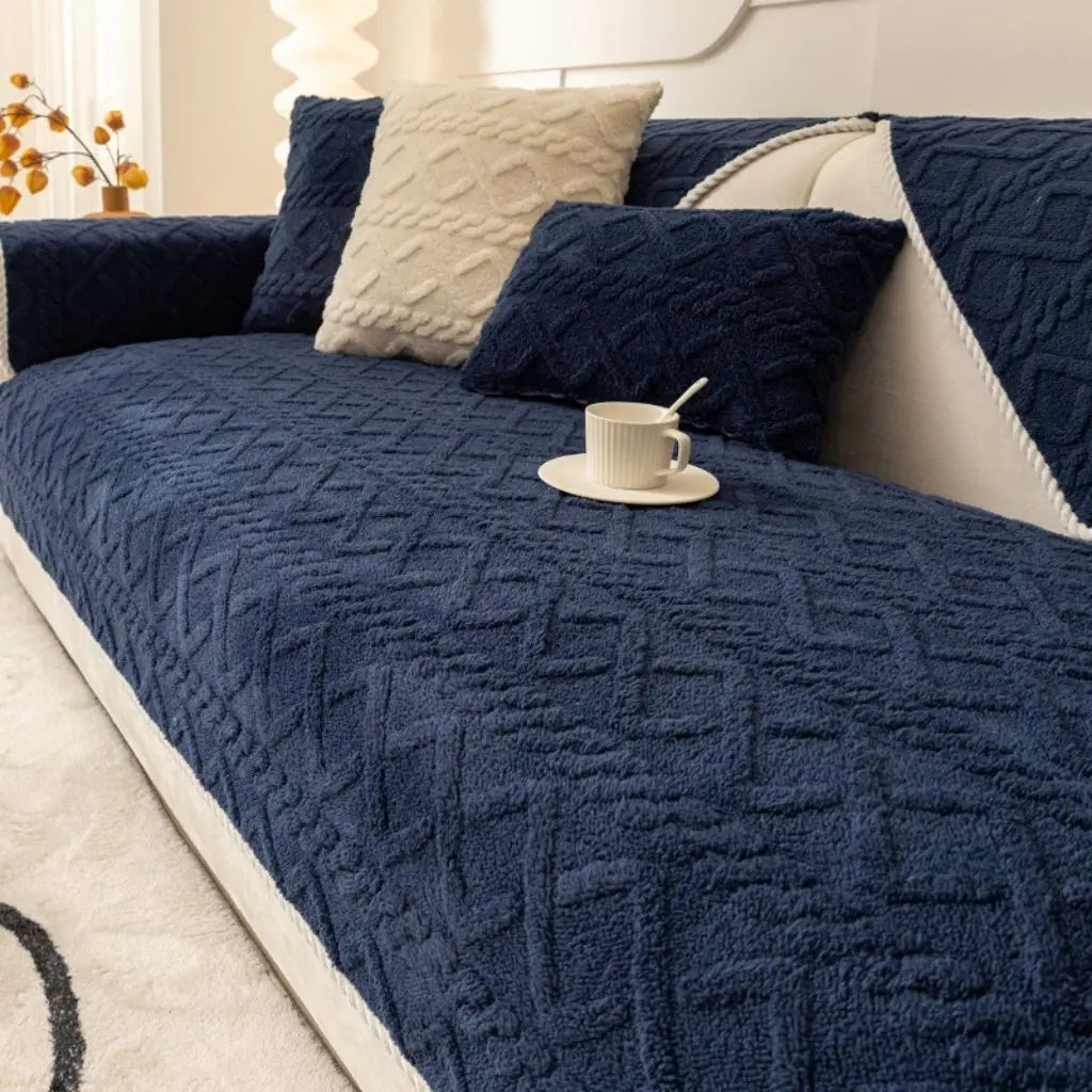 Slip-resistant textured sofa cover ensuring secure fit and enhanced home comfort