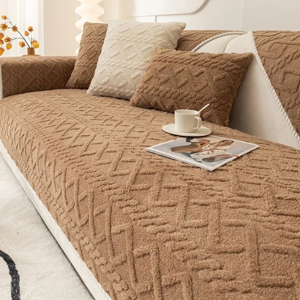 Wrinkle-free durable sofa protector designed for comfort and practical living room use