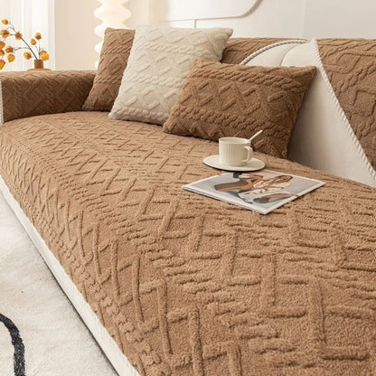 Wrinkle-free durable sofa protector designed for comfort and practical living room use