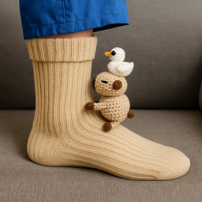 Cozy Non-Slip Plush House Socks 3D Animal Design Unisex 7