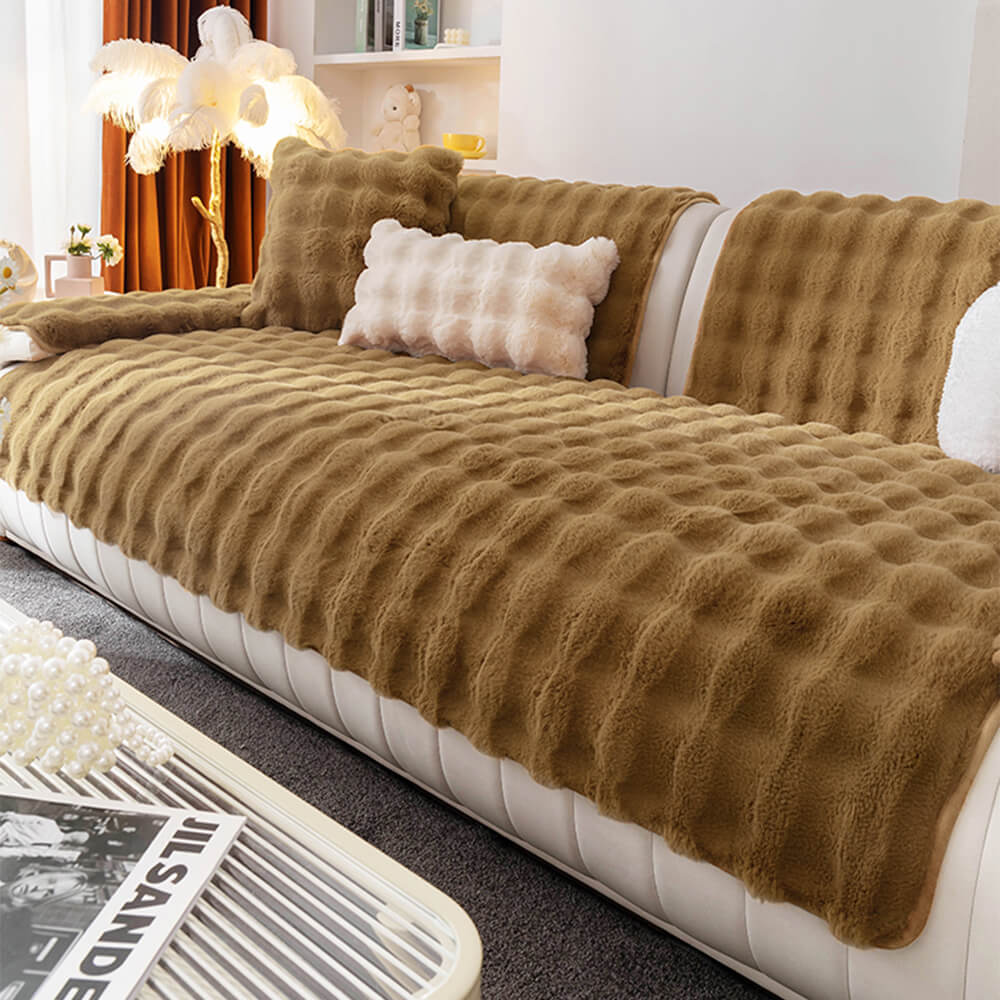 Soft Fleece Sofa Slipcover for Living Room Comfort
