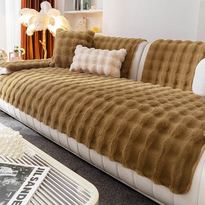 Soft Fleece Sofa Slipcover for Living Room Comfort