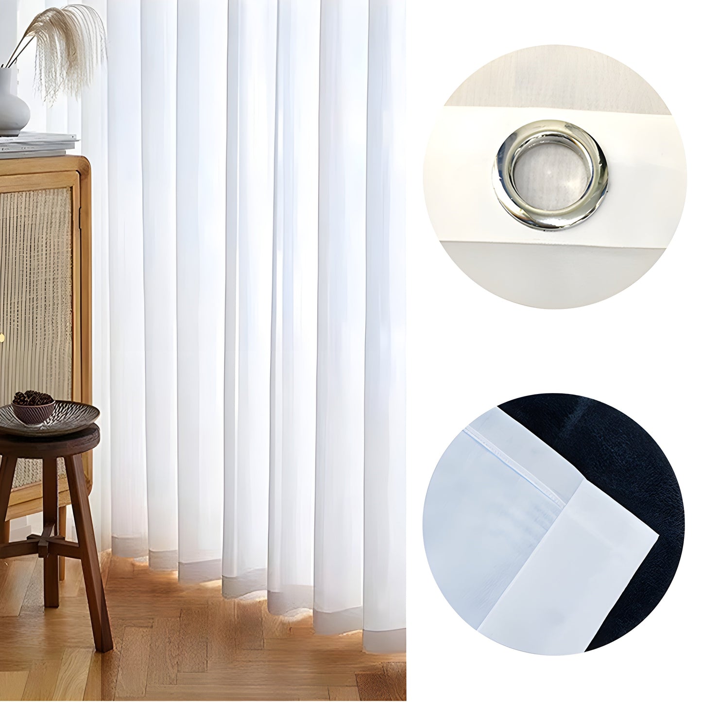 Elegant White Lightweight Semi Sheer Window Curtains