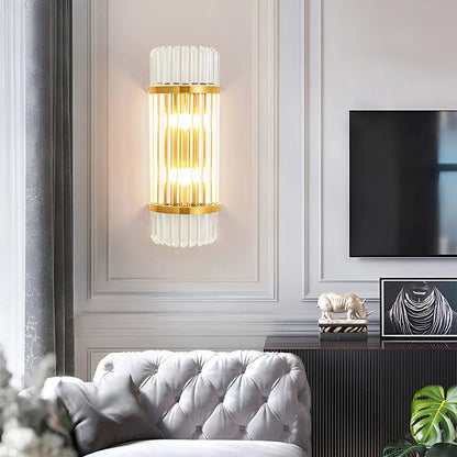 Cristaluxe | Elegant Modern Crystal Wall Sconce Lighting with Golden Accents 12