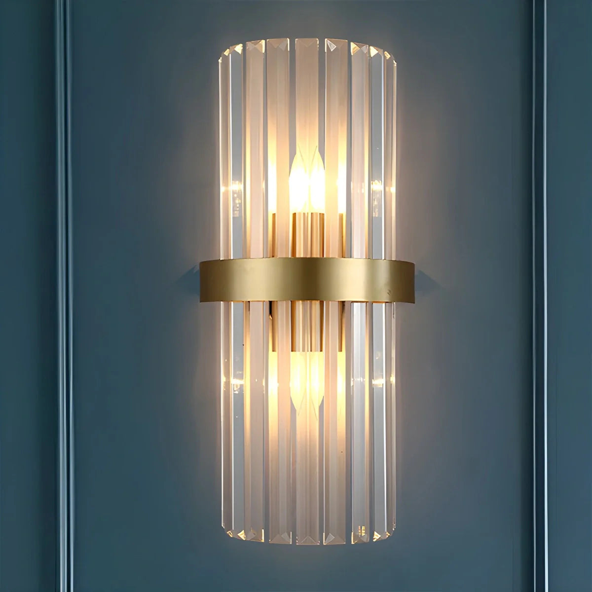 Cristaluxe | Elegant Modern Crystal Wall Sconce Lighting with Golden Accents 13