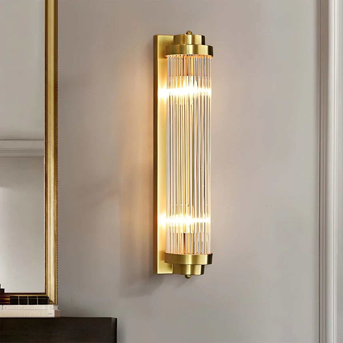 Cristaluxe | Elegant Modern Crystal Wall Sconce Lighting with Golden Accents 18