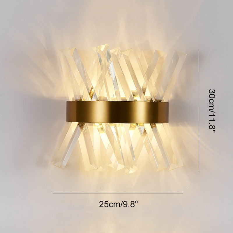 Cristaluxe | Elegant Modern Crystal Wall Sconce Lighting with Golden Accents 3