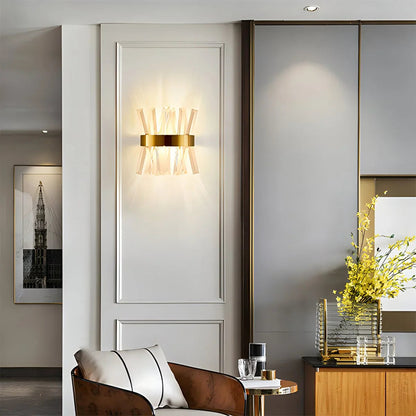 Cristaluxe | Elegant Modern Crystal Wall Sconce Lighting with Golden Accents 5