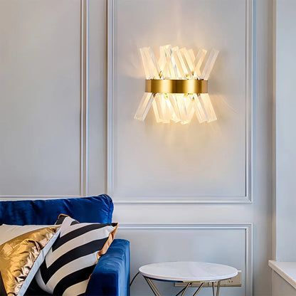 Cristaluxe | Elegant Modern Crystal Wall Sconce Lighting with Golden Accents 7