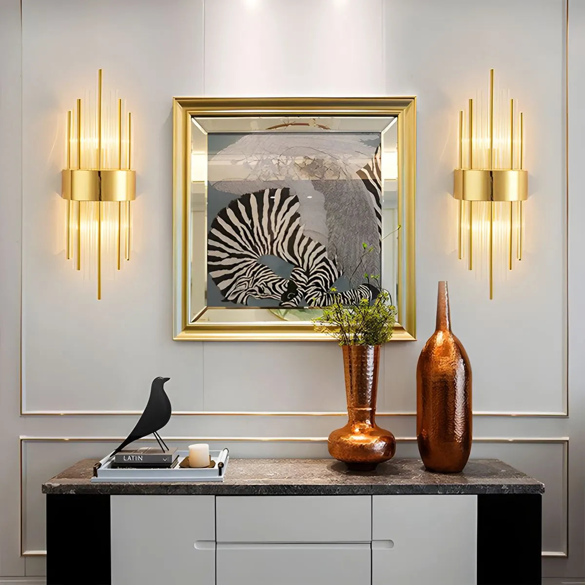 Cristaluxe | Elegant Modern Crystal Wall Sconce Lighting with Golden Accents 9