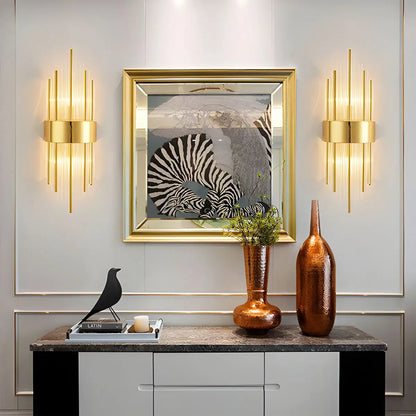 Cristaluxe | Elegant Modern Crystal Wall Sconce Lighting with Golden Accents 9