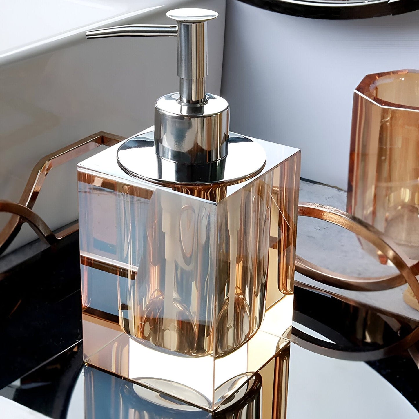 Luxury Clear Glass Bathroom Accessory Set