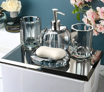 Luxury Clear Glass Bathroom Accessory Set - Lusomart