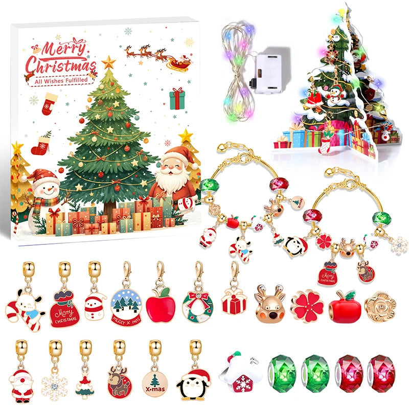 CrystalJoy | Festive Kids’ Christmas Countdown Bracelet Set with Colorful Beads 8