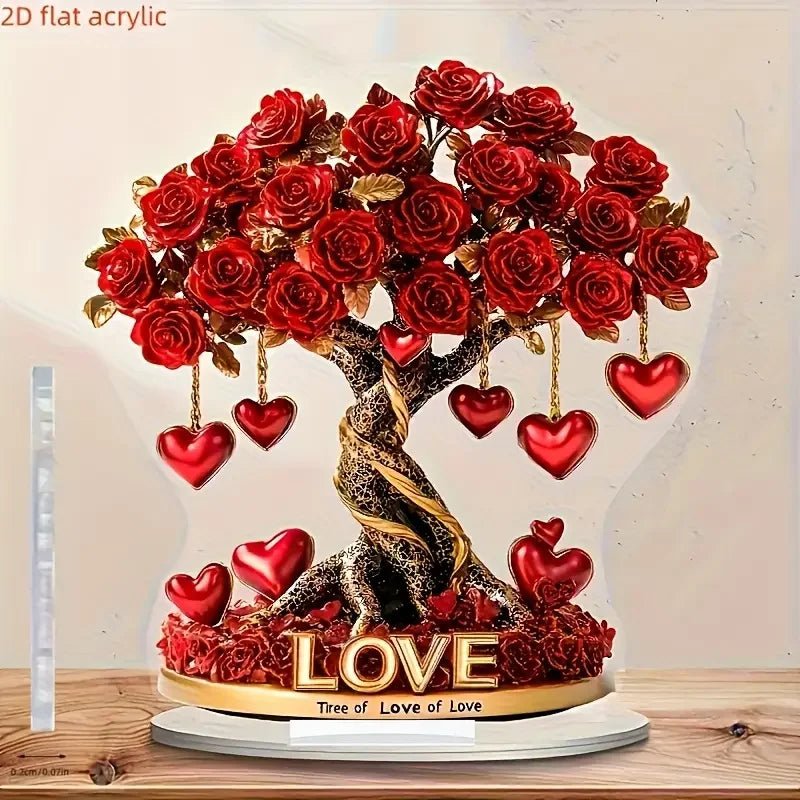 CrystalRose | Elegant Heart-Shaped Decorative Love Tree with Golden Base 1