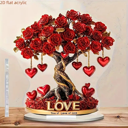CrystalRose | Elegant Heart-Shaped Decorative Love Tree with Golden Base 1