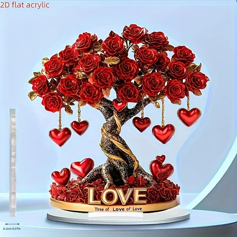 CrystalRose | Elegant Heart-Shaped Decorative Love Tree with Golden Base 2