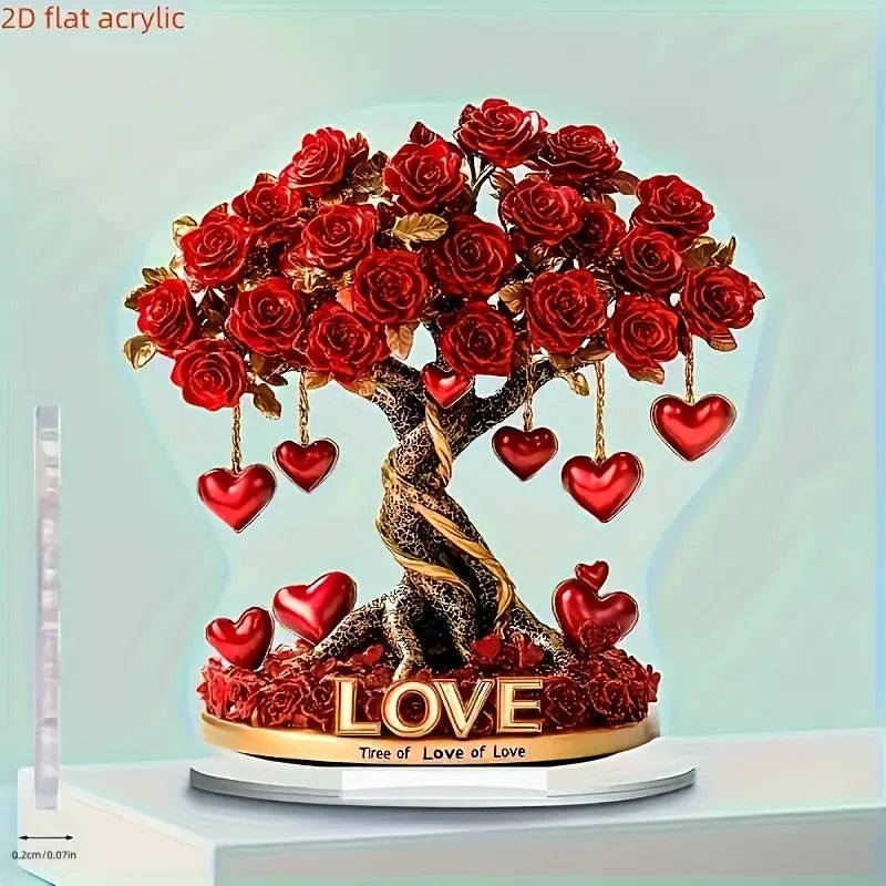 CrystalRose | Elegant Heart-Shaped Decorative Love Tree with Golden Base 3