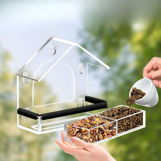 Easy Fill Clear Bird Feeder for Outdoor Viewing - Lusomart