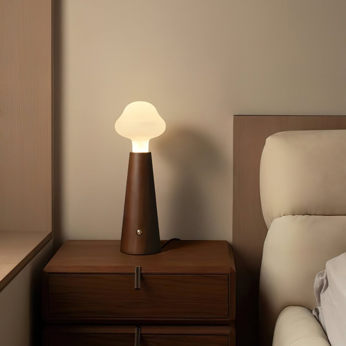 Warm Wooden Nightstand Desk Lamp