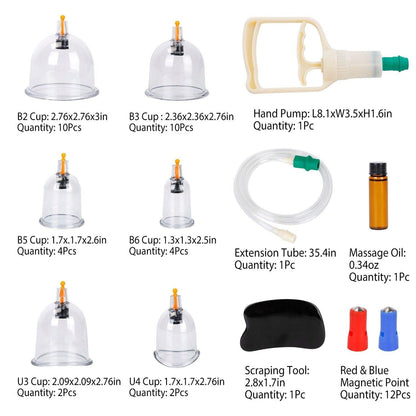 Cupping Therapy Set - 32PCS Cupping Vacuum Massage Cups Set Therapy Health Acupuncture Suction Magnet 3