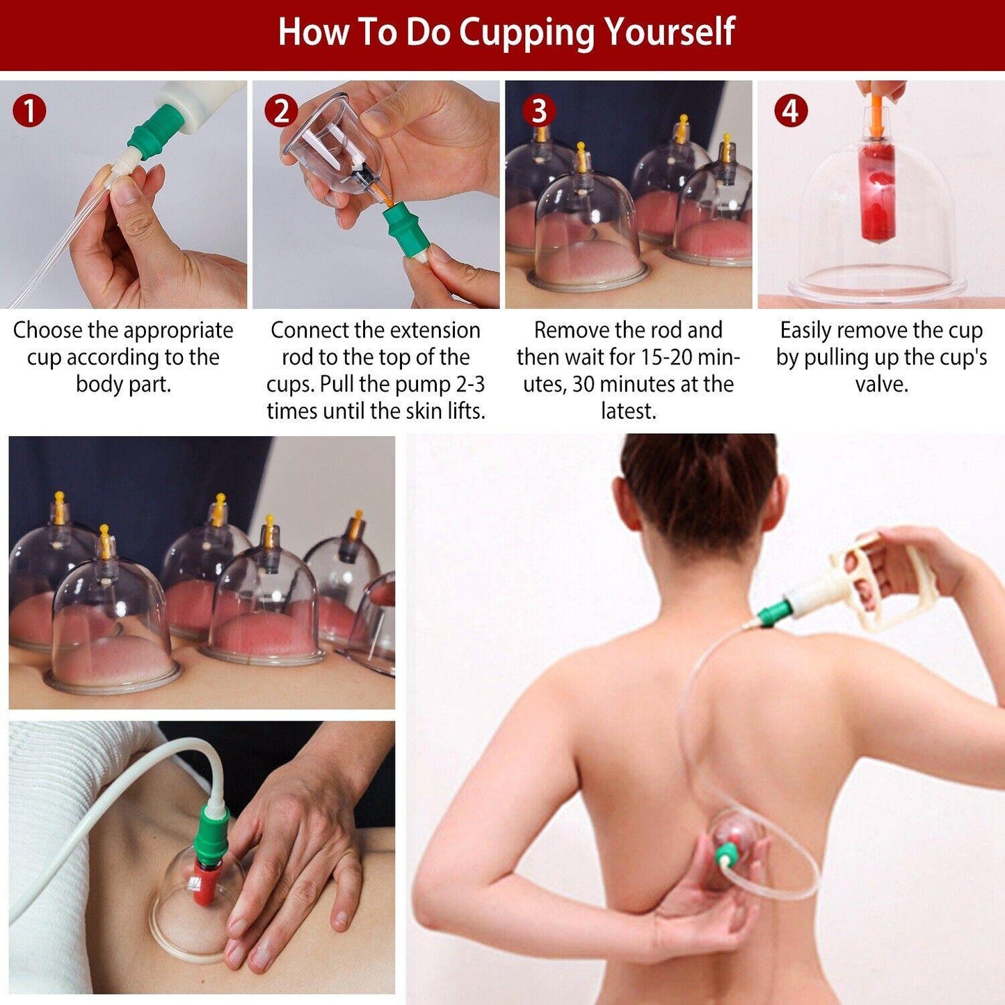 Cupping Therapy Set - 32PCS Cupping Vacuum Massage Cups Set Therapy Health Acupuncture Suction Magnet 5