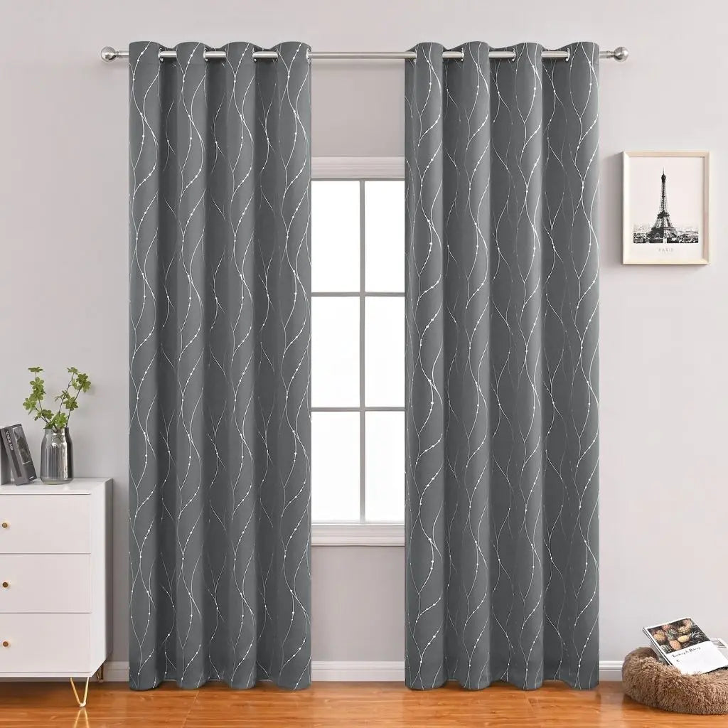 Nordic-inspired blackout panels featuring minimalist wave design, perfect for contemporary living spaces