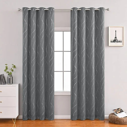 Nordic-inspired blackout panels featuring minimalist wave design, perfect for contemporary living spaces