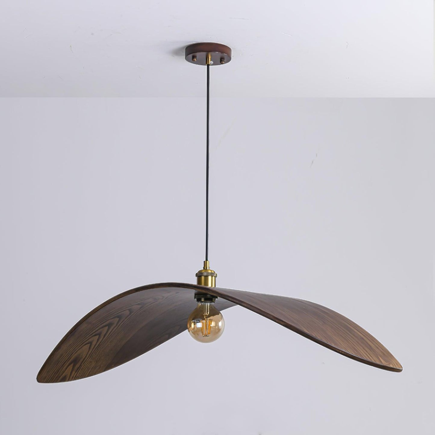 Round Wood Pendant Light with Wooden Natural Finish - Lusomart