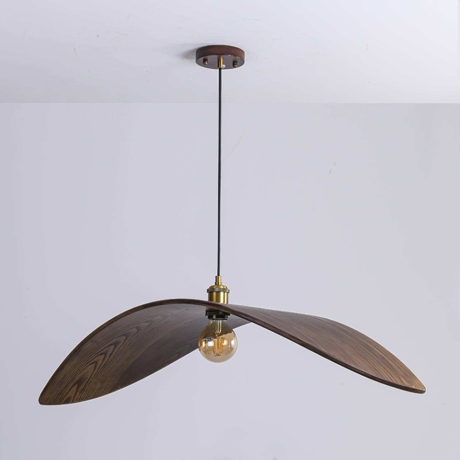 Round Wood Pendant Light with Wooden Natural Finish - Lusomart