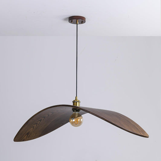 Round Wood Pendant Light with Wooden Natural Finish - Lusomart