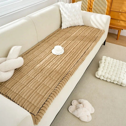 Cozy fleece cushion cover creating comfortable seating for home relaxation and warmth