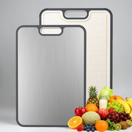 Durable Double Sided Stainless Steel Kitchen Cutting Board - Lusomart