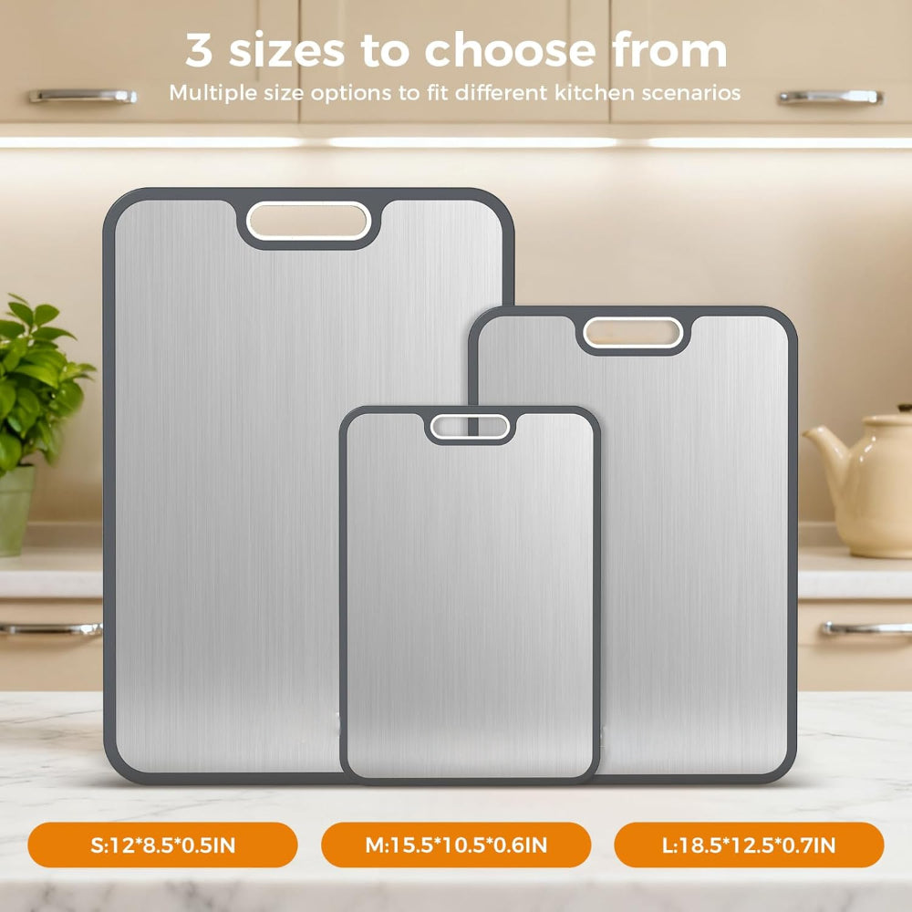Durable Double Sided Stainless Steel Kitchen Cutting Board