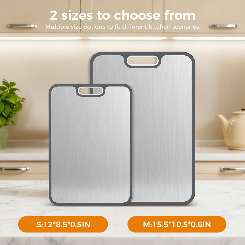 Durable Double Sided Stainless Steel Kitchen Cutting Board