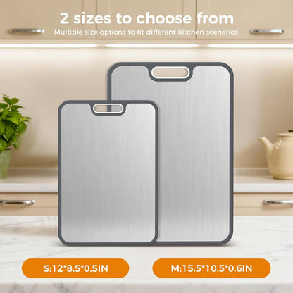 Durable Double Sided Stainless Steel Kitchen Cutting Board