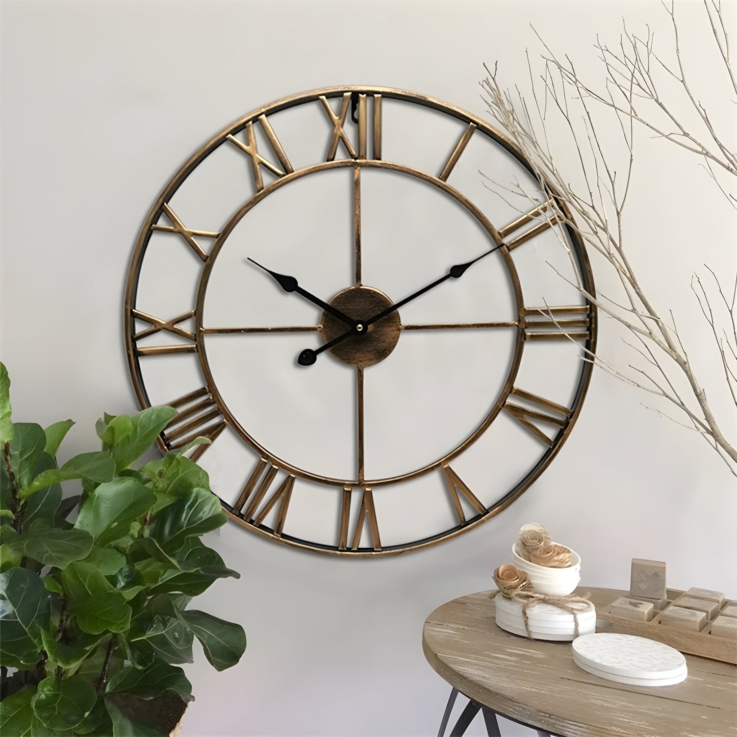 Vintage Metal Wall Clock Quiet Classic Style