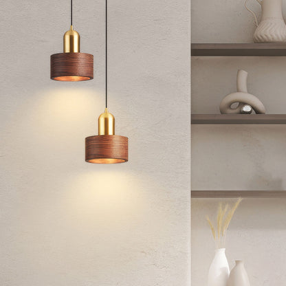 Rustic Wooden Gold Drop Pendant Lighting