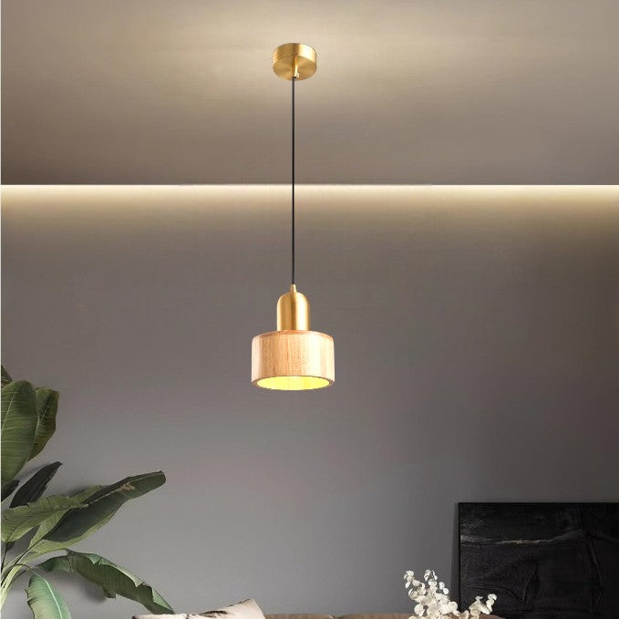 Rustic Wooden Gold Drop Pendant Lighting