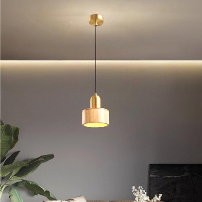 Rustic Wooden Gold Drop Pendant Lighting