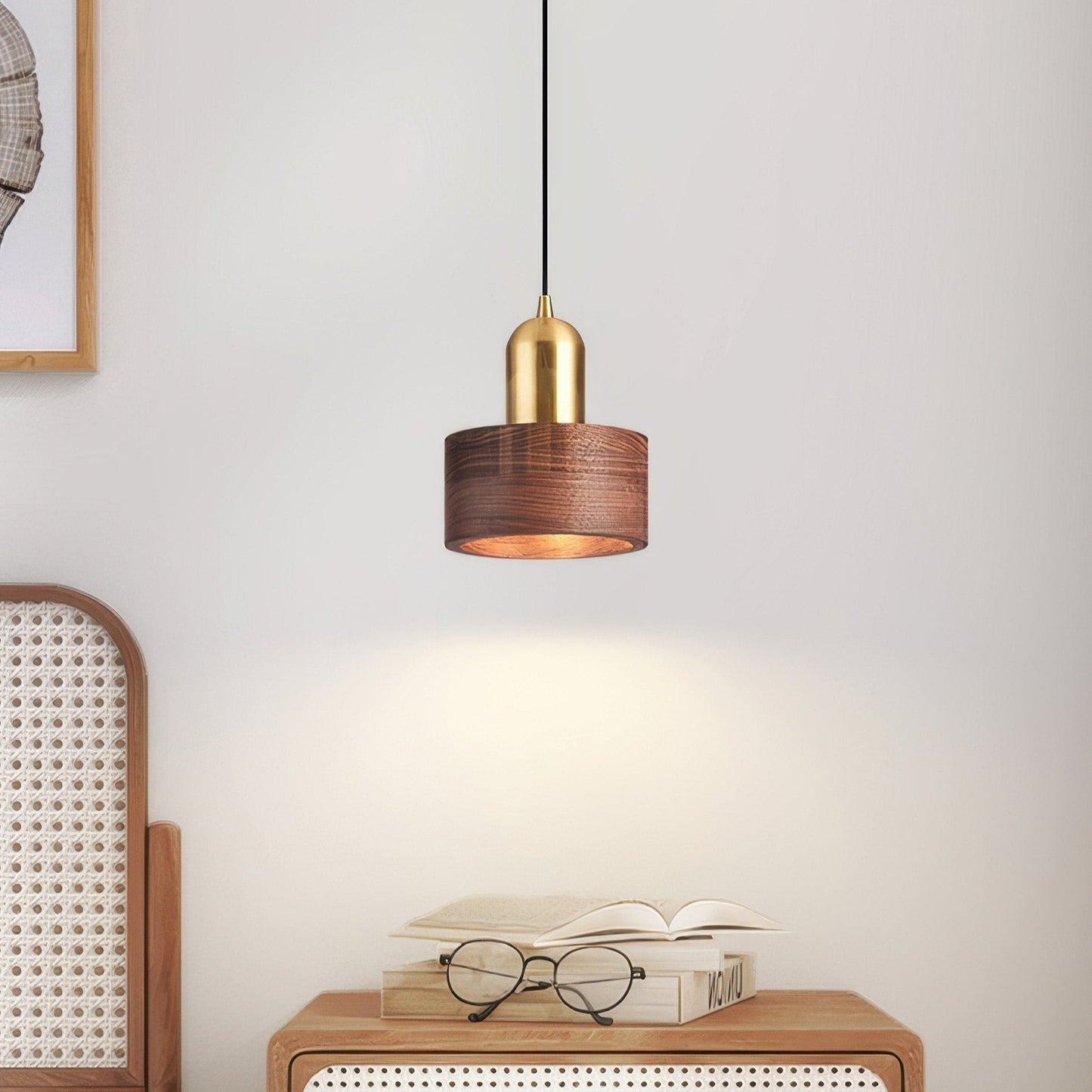 Rustic Wooden Gold Drop Pendant Lighting