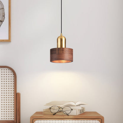 Rustic Wooden Gold Drop Pendant Lighting